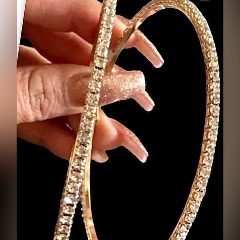 “Dancing Diamonds" Gem Hoop Statement Earrings huge 85MM classy 18k gold plated